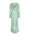 Self-portrait Sequin-embellished V-neck Midi Dress In Green