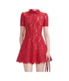 Self-portrait Sequined Lace Mini Dress In Red