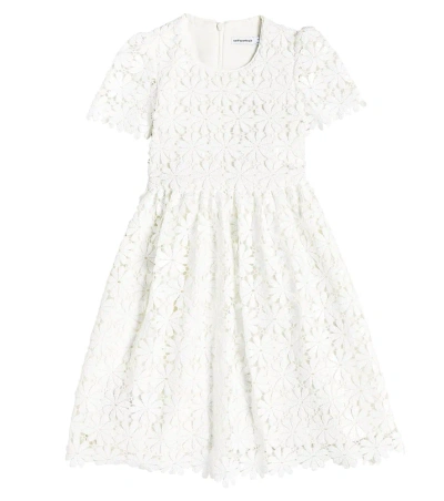 Self-portrait Kids' Sequined Floral Lace Guipure Dress In White