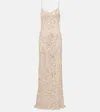 Self-portrait Sequined Floral Maxi Dress In Neutral