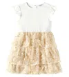 Self-portrait Sequined Jersey And Tulle Dress In White