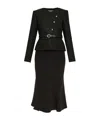Self-portrait Self Portrait Boucle Asymmetric Midi Dress Black In Black