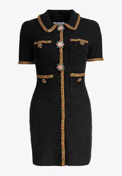 Self-portrait Sequined Mini Dress In Black