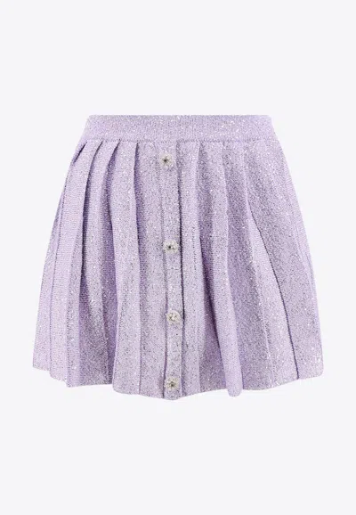 Self-portrait Sequined Mini Flared Skirt