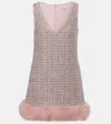 Self-portrait Embellished Fur-trimmed Dress In Pink