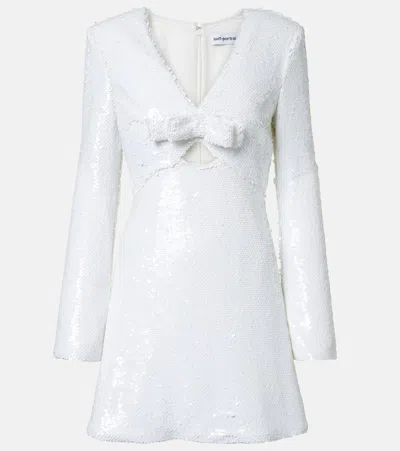 Self-portrait Sequined Minidress In White
