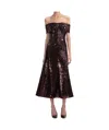 Self-portrait Sequined Off-shoulder Midi Dress In Black