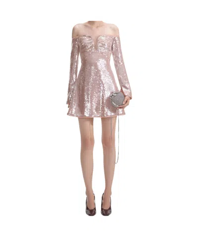 Self-portrait Sequined Strapless Mini Dress In Nude