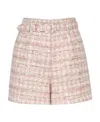 Self-portrait Sequined Boucle' Shorts In Nude