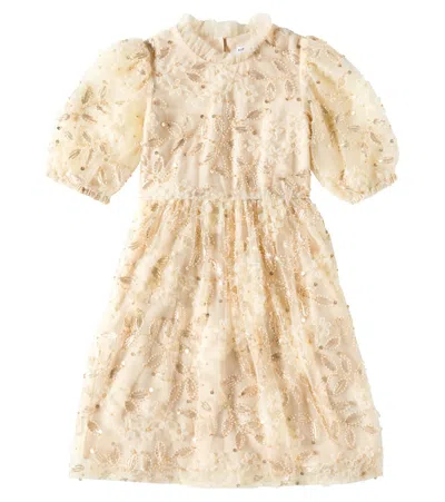 Self-portrait Kids' Sequined Tulle Dress In White