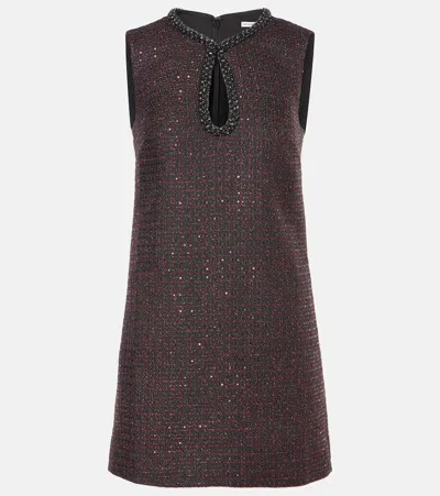Self-portrait Sequined Tweed Minidress In Black