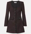 Self-portrait Sequined Tweed Minidress In Schwarz