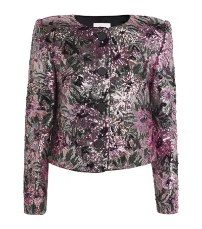 Self-portrait Sequinned Floral Jacket In Multi