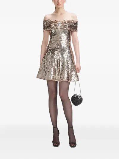 Self-portrait Sequinned Mini Dress In Gold