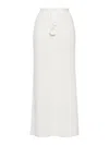 Self-portrait Sequinned Pointelle-knit Maxi Skirt In White