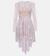 Self-portrait Lilac Lace Asymmetric Mini Dress In Purple