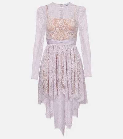 SELF-PORTRAIT SHEER LACE AND SATIN MINIDRESS