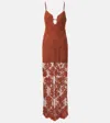 Self-portrait Sheer Lace Maxi Dress In Brown
