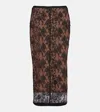 Self-portrait Sheer Lace Midi Skirt In Black