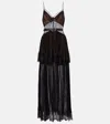 Self-portrait Sheer Tiered Lace-trimmed Maxi Dress In Black