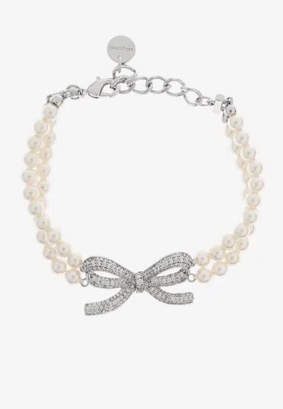 Self-portrait Shimmering Crystals Bracelet In White