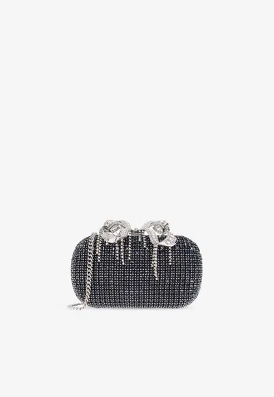 Self-portrait Shimmering Crystals Clutch Bag In Blue