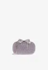 Self-portrait Shimmering Crystals Clutch Bag In Purple