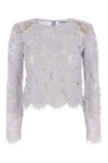Self-portrait Lace Top In Purple