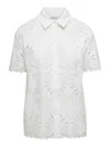 Self-portrait Womens White Short-sleeved Broderie-anglaise Cotton Shirt In White