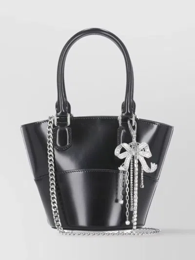 Self-portrait Shopping Bag Leather Strass Detail In Black