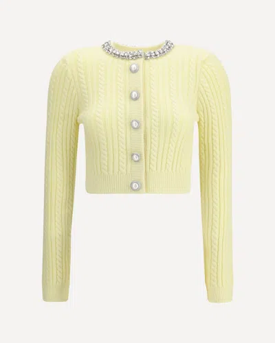 Self-portrait Short Alpaca Cardigan In Yellow