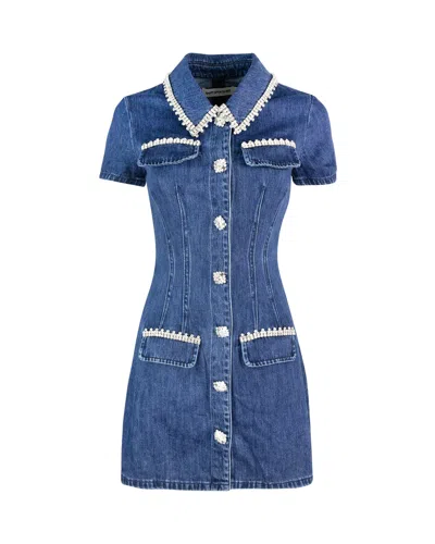 SELF-PORTRAIT SHORT BLUE DENIM DRESS