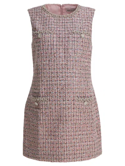 Self-portrait Short Boucle Dress In Pink