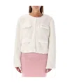 Self-portrait Womens Cream Regular-fit Flap-pockets Faux-fur Jacket In White
