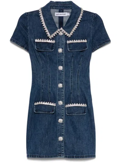 SELF-PORTRAIT SELF-PORTRAIT SHORT DENIM DRESS