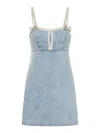 Self-portrait Denim Pearl Mini Dress In Blue