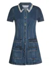 Self-portrait Short Denim Dress With Buttons Self Portrait In Blue