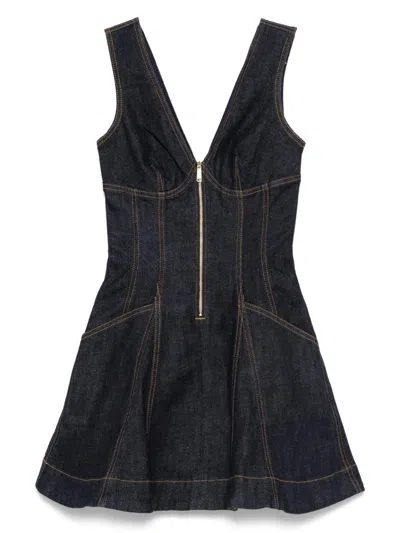 Self-portrait Short Denim Dress With Zip Self Portrait