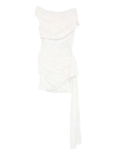 Self-portrait Short Draped Dress In White