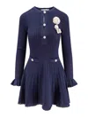 Self-portrait Self Portrait Women Perforated Knit Short Dress With Removable Lace Brooch