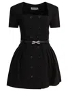Self-portrait Double-breasted Short-sleeves Mini Dress In Black