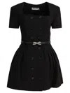 Self-portrait Double-breasted Short-sleeves Mini Dress In Black