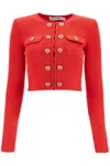 SELF-PORTRAIT SHORT KNITTED CARDIGAN WITH HEART-SHAPED BUTTONS