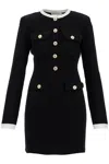 Self-portrait Short Knitted Dress With Buttons In Black