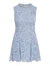 Self-portrait Short Dress With Flower Lace In Blue