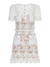 Self-portrait Lace Mini Dress With Belt In White