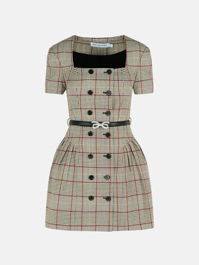Self-portrait Short Mniche Mini Dress In Brown Wool Blend