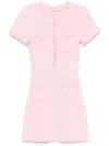 Self-portrait Pink Textured Knit Mini Dress In Pink