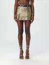 Self-portrait High-waisted Gold Jacquard Skort With Removable Belt In Gold