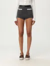 Self-portrait Ribbed Stretch Viscose Blend Shorts With Contrast Trim In Gray